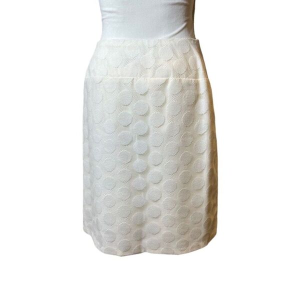 Sevier Skirt Cream Textured Polka Dot Fully Lined Mini Side Zip Size Small - Picture 3 of 8